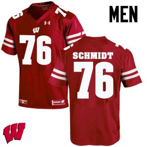 Men's Wisconsin Badgers NCAA #76 Logan Schmidt Red Authentic Under Armour Stitched College Football Jersey JL31C61DS
